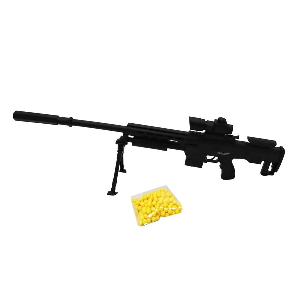Airsoft Réplique de Fusil à Billes avec Trépieds 81cm et Lunette Factice, 0,5 Joule, Tir Coup par Coup, 18 Billes Incluses