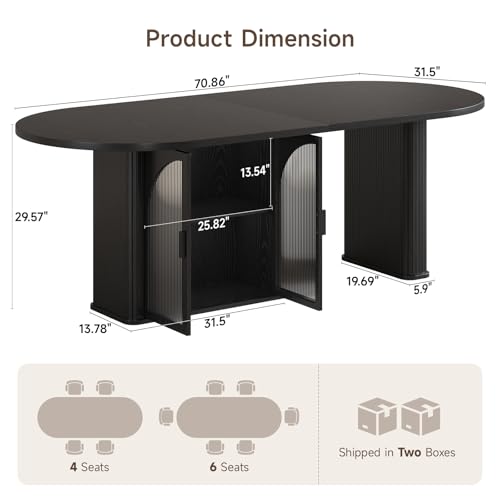 ONBRILL 70" Oval Dining Table with Storage for 6-8,Large Kitchen Table - Image 2