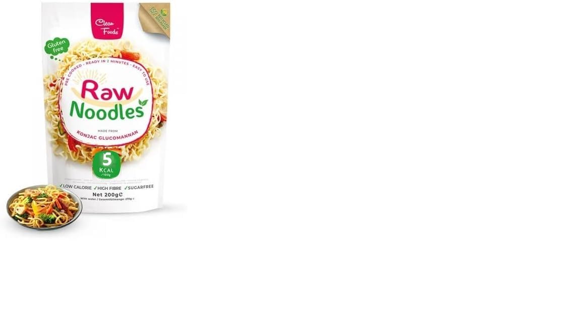 3 x CleanFoods 21 calorías fideos konjac secos I 75 g I glucomanano konjac shirataki I sin olor l vegano I sin gluten ni grasa I listo en 5 minutos