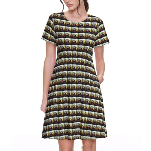 Robe décontractée manches courtes style vacances et bureau chic