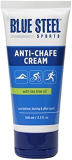 Blue Steel Sports Anti-Chafe Cream with Natural Tea Tree Oil | Water and Sweat Resistant | Non Sticky and Non Greasy