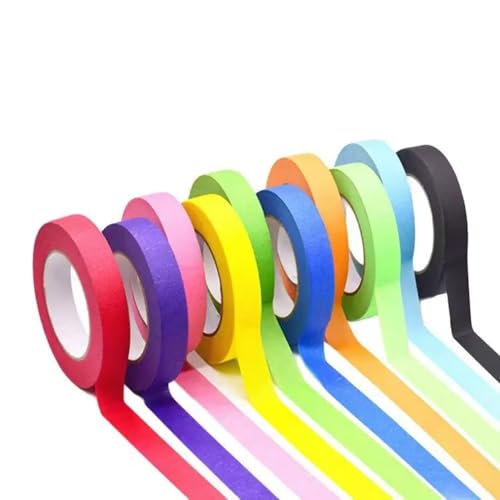 MAGLITT 10 Rouleaux Masking Tape, Washi Tape Ruban Adhésif Décoratif, Masquage Papier Coloré pour Scrapbooking Journal Artisanat de Bricolage Enseignant Enfants (15mm×13m)