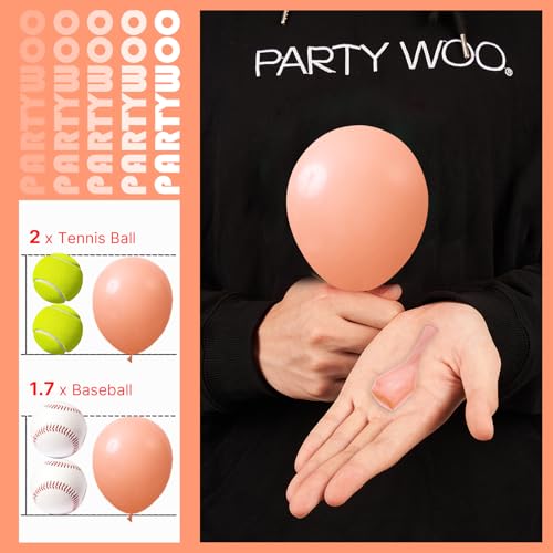 Image of PartyWoo Peach Balloons 50 pcs 5 Inch Small Mini Pastel Light Orange Peachy Pink Latex Balloons for Wedding Baby Shower Gender Reveal Graduation Birthday Party Decorations Peach-Y21