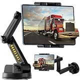 AnT【2024進化】 車載 タブレットホルダー 車載ipad ホルダー タブレット スタンド 車 ipad ホルダー 超強力真空吸盤 360度回転 三点とめ式大重量固定可 安定性 転落防止 防振 自由調節 取り付け簡単iPad/iPad Pro/iPad Mini/Switchなど5~15インチタブレット・スマホ・カーナビに全機種対応 大型トラック用に最適な延長アーム