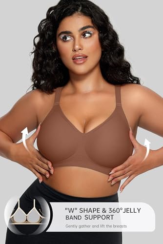 Image of OEAK Women Comfortable Jelly Bras No Underwire Seamless Full Coverage Bralette Buttery Soft Convertible Everyday Tshirt Bra