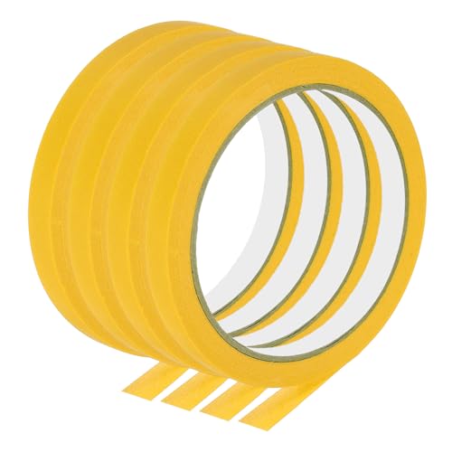 Image of PATIKIL Masking Tape 0.4 Inch Wide, 4 Roll 22 Yard Painters Tape Bulk No Residue Craft Tape for Wall Painting Labeling Car Painting Home DIY Flower Crafts Decoration, Yellow