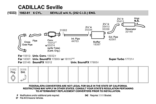 Image of Walker 44703 Exhaust Pipe 2.625 inch Inlet (ID) 2.25 inch Outlet (OD) for Cadillac Eldorado