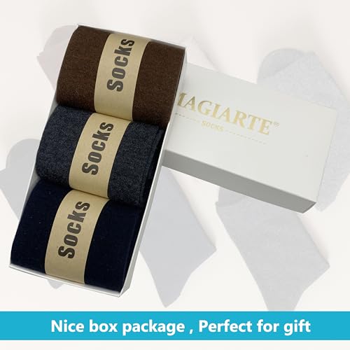 Image of MAGIARTE Merino Wool Socks Christmas Gift Pack Light Weight Winter Warm Vintage Cozy Crew Socks for Women and Men 3 Pack