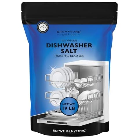 Aromasong Dishwasher Salt 19 LB - 100% Natural Water Softening Agent for Cleaner Dishes & Washer Reactivation Cover