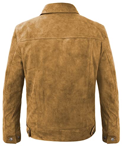 Suede Leather Trucker Jacket Men - Mens Western Style Cowboy Suede Leather Coat - Vintage Motorcycle Jacket4