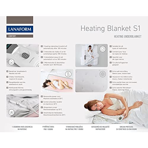 Heating Blanket S1 - Coperta Riscaldata - Coprimaterasso Singolo Riscaldato - Scaldaletto - 3 Livelli Di Riscaldamento - Spegnimento Automatico - 8