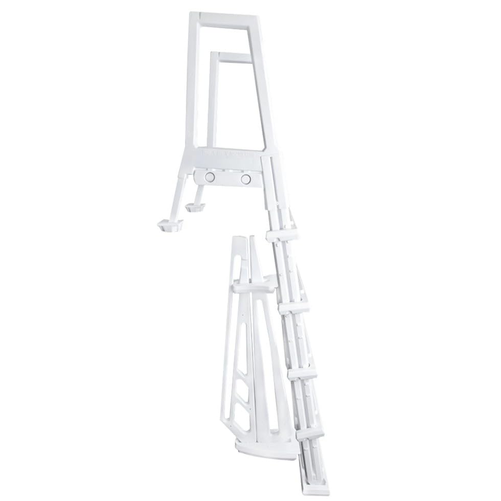 Escalera para piscina blanca resistente de resina - 77 pulg alto miniatura 3