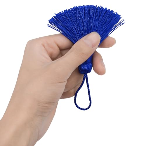Image of 20Pcs 4.3 Inch Mini Craft Tassels for Earrings, DIY Crafts(Navy Blue) | Handmade soft terylene, 2-inch cord loop, small Chinese knot-for earrings, bookmarks, tags, souvenirs and DIY crafts.