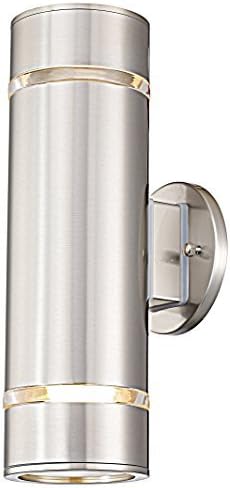 Cerdeco Aureole-Series Stainless Steel Modern Porch Light Satin Outdoor Wall Light Weather-Proof Cylinder Wall Sconce Suitable for Garden & Patio,Nickel Finished[ UL-Listed ] …