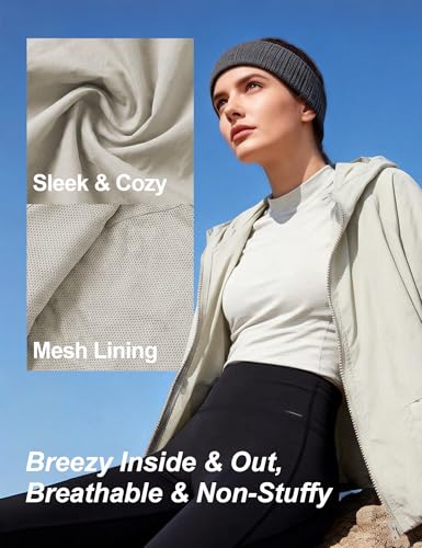 Image of Venzina Women's Loose- Fit Sun Protection Hoodie -UPF 50+ Ultra-Lightweight Wind-Resistant Jacket with Elegant Color-Block Design, Packable & Quick-Dry for Travel, Hiking & Daily Outdoor