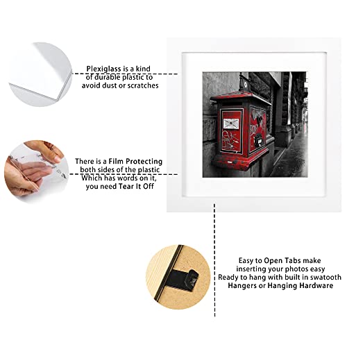 BOJIN 8x8 Fotorahmen ohne Matte, für 15 x 15 cm Fotorahmen mit Matte 8x8 White-4 Pack – Bild 5
