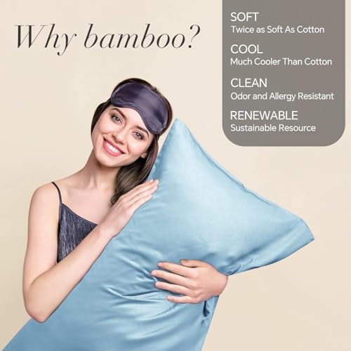 Image of BEDELITE King Pillow Cases Set of 2, Rayon Derived from Bamboo, Blue