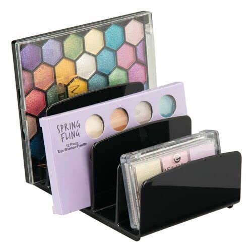 Divided Makeup Organizer for Bathroom Countertops, Vanities, Cabinets - Cosmetic Storage Solution for, Eyeshadow Palettes, Contour Kits, Blush, Face Powder - 5 Sections (Black)