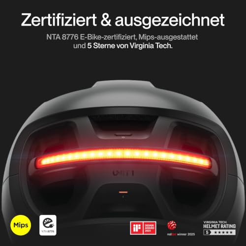 Unit 1 Aura Hybrid Smart Fahrradhelm | Stadt & Straße | MIPS | LED vorne und hinten | Dreh- und Bremslicht kompatibel mit Fernbedienung… – Ansicht 4