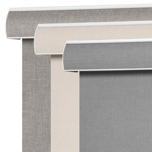 SEEYE Blackout Roller Shades for Windows, Cordless, Roller Blinds, Linen Fabric Window Blinds, Thermal Insulated Fabric UV Protection, Room Darkening Shades for Home,Office (Line Grey, 34