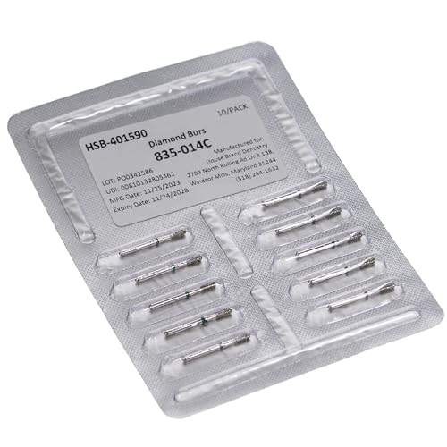 House Brand Dentistry 401590 HSB FG 835-014C Flat End Cylinder Coarse Grit Diamond Burs 10/Pk