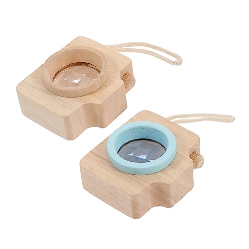 UPKOCH 2 Piezas Juguetes Educativos Kaleidoscopios Decorativos para y Portátiles para Fiestas Estimulación Visual Infantil Azul y Madera Natural