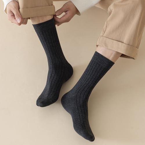 6 Pairs Trouser Socks Men, Soft Heated Storage Mens Autumn Winter Socks for Casual Business Size 7-112
