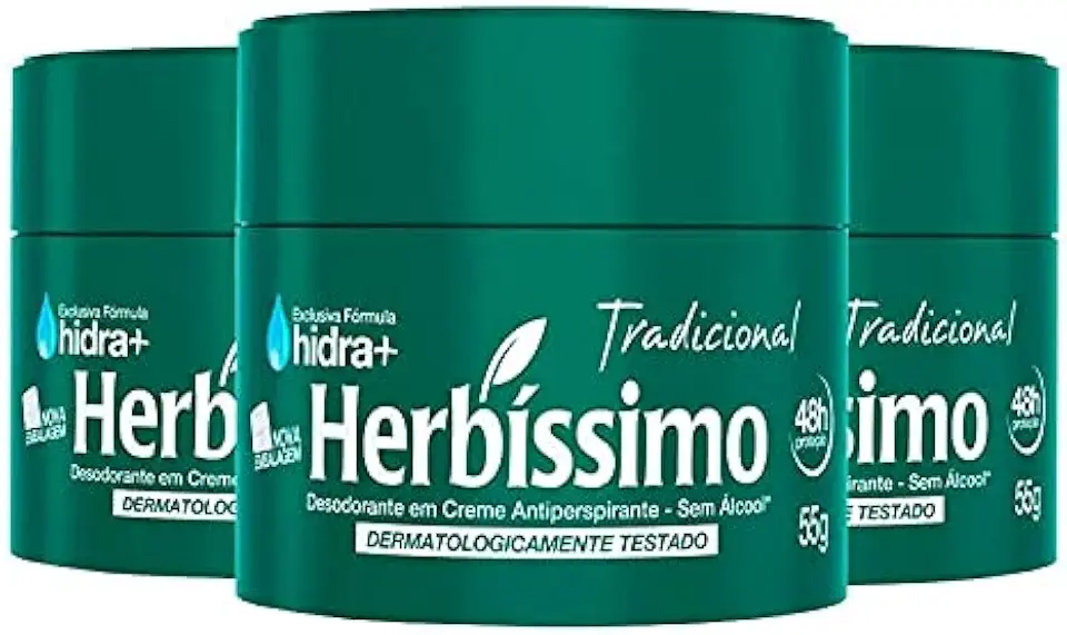Kit Desodorante Creme Herbíssimo Tradicional 55g - 3 Unidades