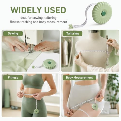 Retractable Body Measuring Tape – Soft Tape Measure for Body Measurements, Portable Waist Measuring Tape with One-Button Retract, Fabric Measure Tape for Sewing, Tailor & Fitness Use — view 4