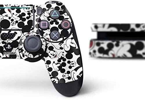 Skinit Decal Gaming Skin Compatible with PS4 Slim Bundle - Officially Licensed Disney Mickey Mouse Face Pattern Design