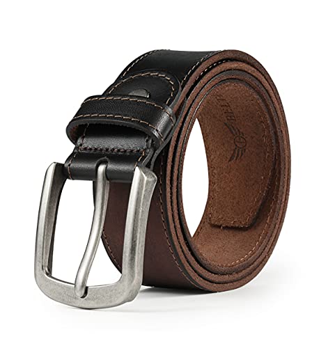 BELTER Ceinture Homme en Véritable Cuir Ceinturon Hommes Pour Jean- Boucle à Ardillon Classique Coffret Cadeau (110cm,Marron)