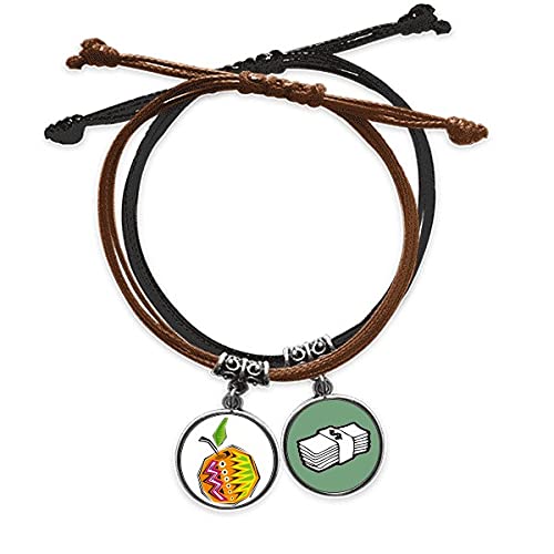 Pulsera de cuero amarillo de cultura mexicana con cordon ajustable