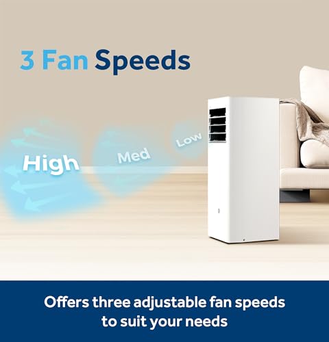 GE 5,000 BTU DOE Portable Air Conditioner for Small Rooms up to 150 sq ft, Compact 3-in-1 AC + Dehumidifier + Fan, Auto Evaporation, Remote, Easy-Roll Casters, Window Kit Included, White - Image 9