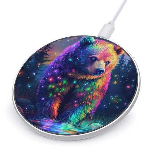 Image of Colorful Bear Forests Wireless Charger Fast Charging Pad Slim Charger Mat for Smartphone Phone