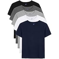 YERIOK 5 Pack Boys Shirts Short Sleeve Shirts for Boys Cotton T-Shirts Kids Toddler Tshirts Tees Clothes Summer Tops