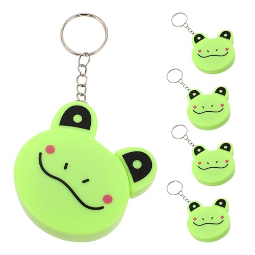 OSALADI 5個入り ミニ漫画カエル動物メジャーテープ キーリング付き ソフト伸縮式ボディテープメジャー 裁縫 仕立て屋 編み物 クラフト測定用