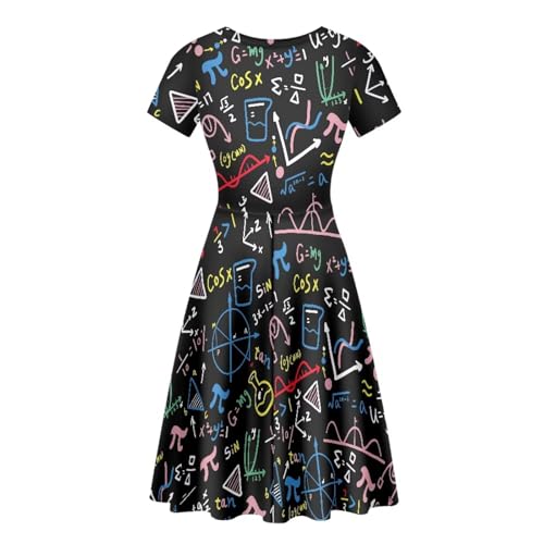 Image of Forchrinse Native Aztec Style Black White Geometric Women's Midi Dress Casual Long Dress Round Neck Swing Dress