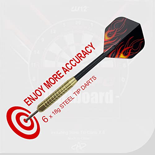 Dart Boards Set For Adults, Bristle Dartboard Set- Professional Tournament Size Steel Tip, High-Grade Compressed Sisal Board With Printed Number Ring, 6 Darts Set 18G, Dartboard Mounting Kits Included #TOP5