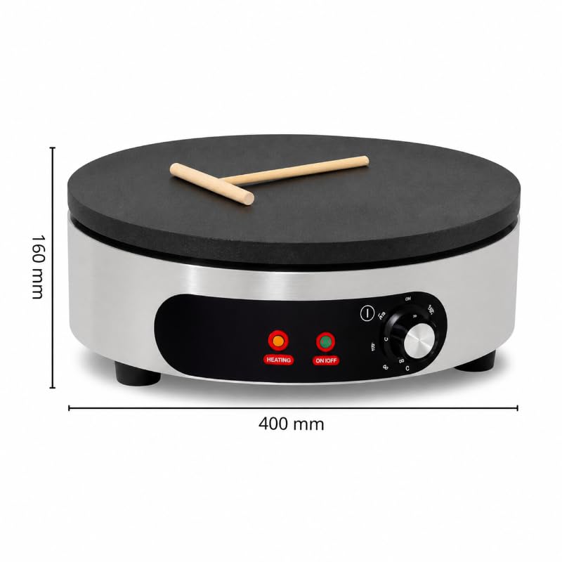 Crepera redonda profesional eléctrica 3000 W – placa de hierro fundido 40 cm