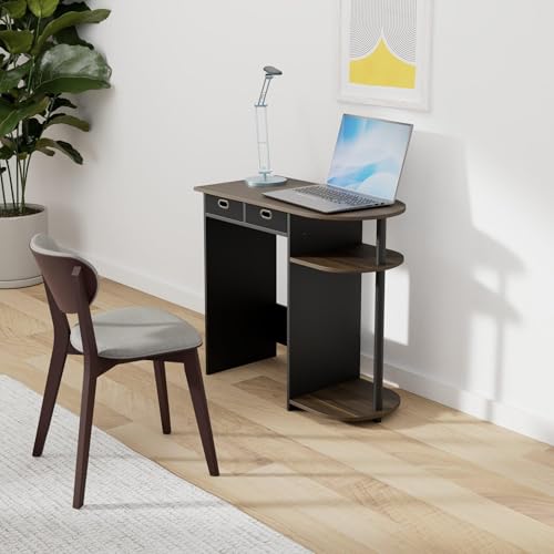 Image of Furinno GO GREEN Desk, 31.5 inch Wide Gaming Desk with 2 Side Shelves and Storage Bins, Computer Desk, Office Desk for Home Office, Study Room, Dorm, Bedroom, Columbia Walnut
