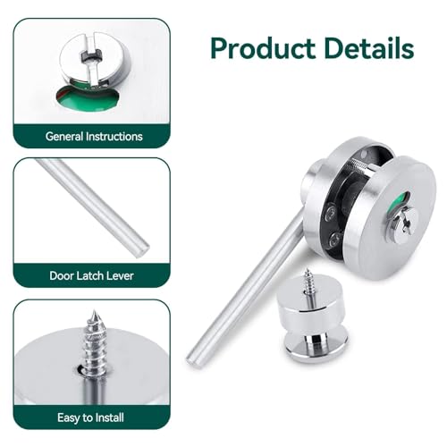 Cyrank WC Schloss Drehriegel, Drehknopf, Badezimmer Türschloss, Toilettenschloss, Riegelschloss Privacy Lock, Verriegelung und Hebel für die Anzeige der Privatsphäre, Wc Türschloss, WC Rosette