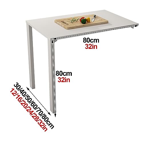 Bureau mural pliable robuste de 80 cm, table suspendue noire aux finitions soignées