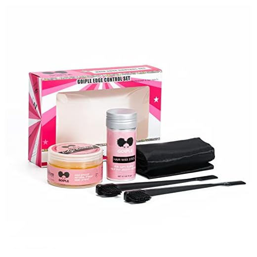 Edge Control Wax Hair Wax Stick for Wigs Strong Hold Non-greasy for Fly Away & Edge 2.7oz+2.7oz with Edge Brush and Edge Scarf (Black Styling Set)