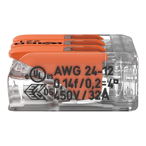 Image of WAGO 221-413 | 3-Conductor Wire Connector | Pack of 12 | Tool-Free, Trusted German Engineering - For Quick & Reliable Electrical Connections