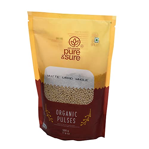 Image of Pure & Sure Organic White Urad Dal Whole 500gm | 100% Natural Sabut Urad | Certified Organic | Rich in Protein, Iron & Fiber | No Chemicals & Additives (Pack of 2)