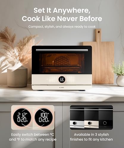 Image of FOTILE HYZK32-E3-E ChefCubii 1.1 cu. ft. 4-in-1 Combi-Steam Oven with Steam-Bake, Air Fry, Convection, Dehydrator Functions, and 50 Preset Menus, Beige