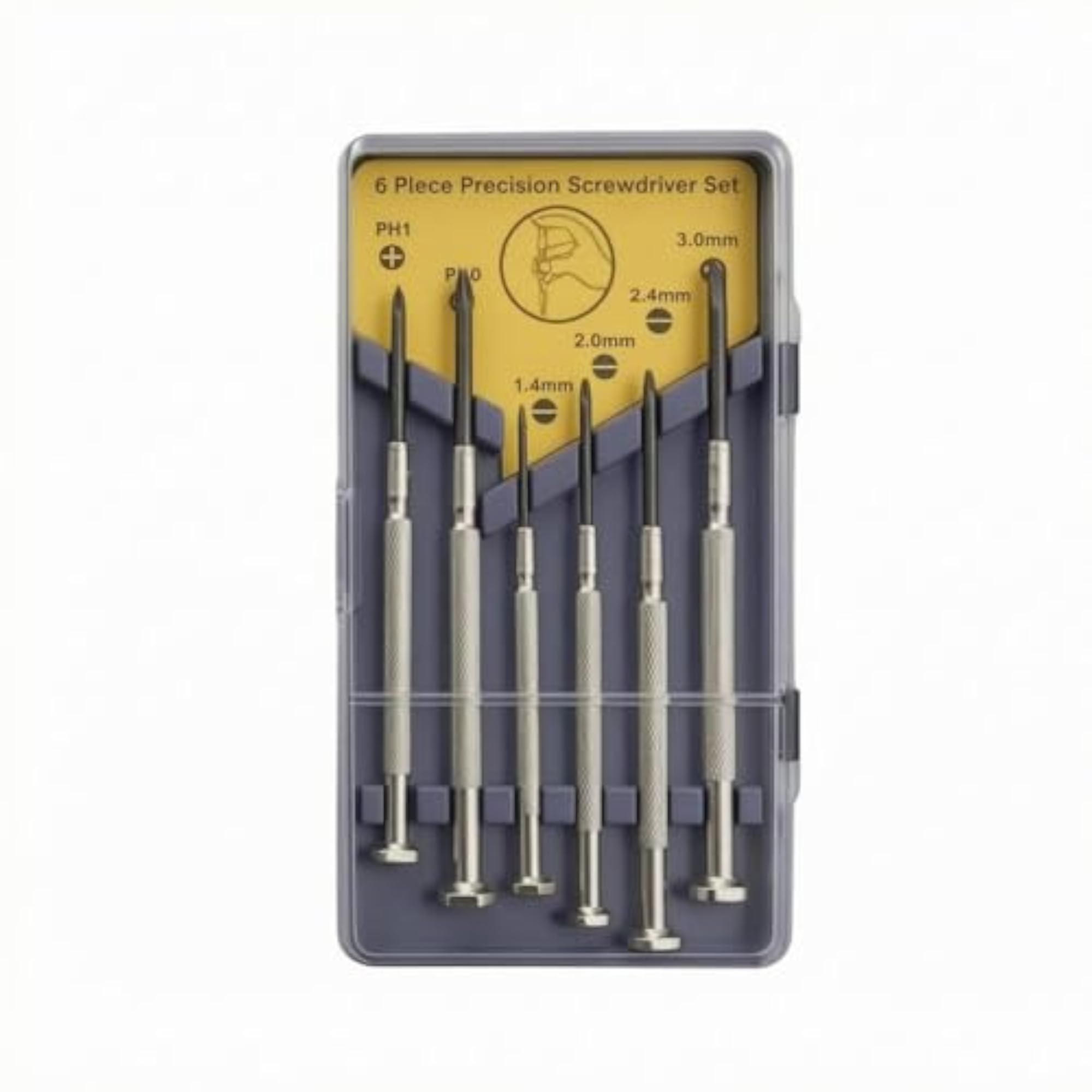 6 Pieces Knurled Watch Repair Screwdriver Set with Rotating End Caps