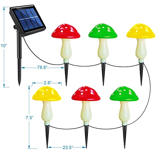 Abkshine Upgraded Outdoor Solar Garden Mushroom Lights(6 Mushrooms Lamps), 8 Modes Outside Waterproof Solar Powered Garden Christmas Lights Decoration Garden, Yard, Lawn, Pathway. (Multi-Colored) #TOP1
