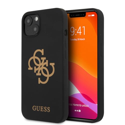 Guess GUHCP13SLS4GGBK Coque en Silicone pour iPhone 13 Mini 5,4" avec Logo 4G Noir