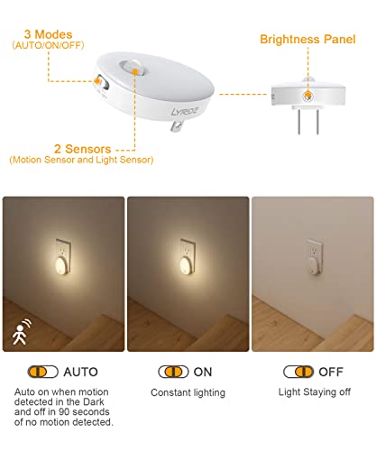 Lyridz Motion Sensor Night Light Plug In, 120Lm Ultra Bright Led Nightlights, Dimmable Smart Night Lights Plug Into Wall For Bathroom, Bedroom, Stairs, Hallway, Garage, Toilet (4 Pack) #TOP4